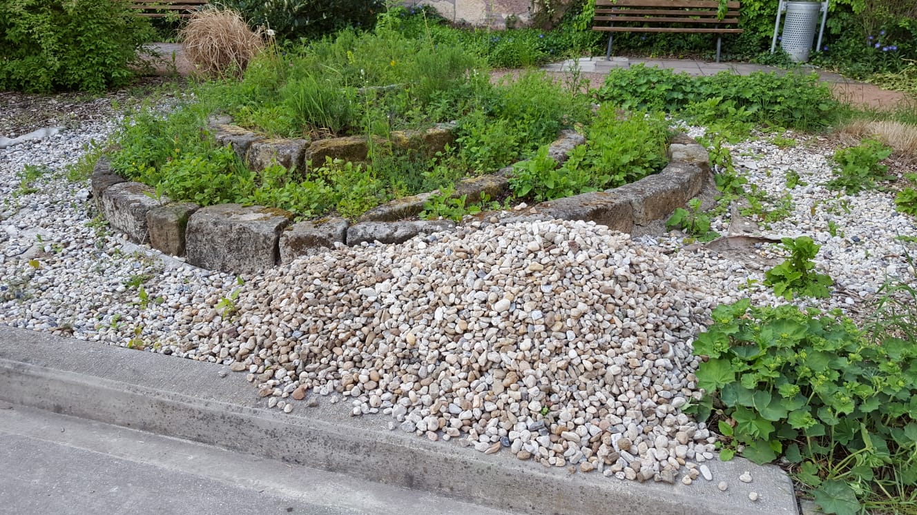 Kräuterspirale davor